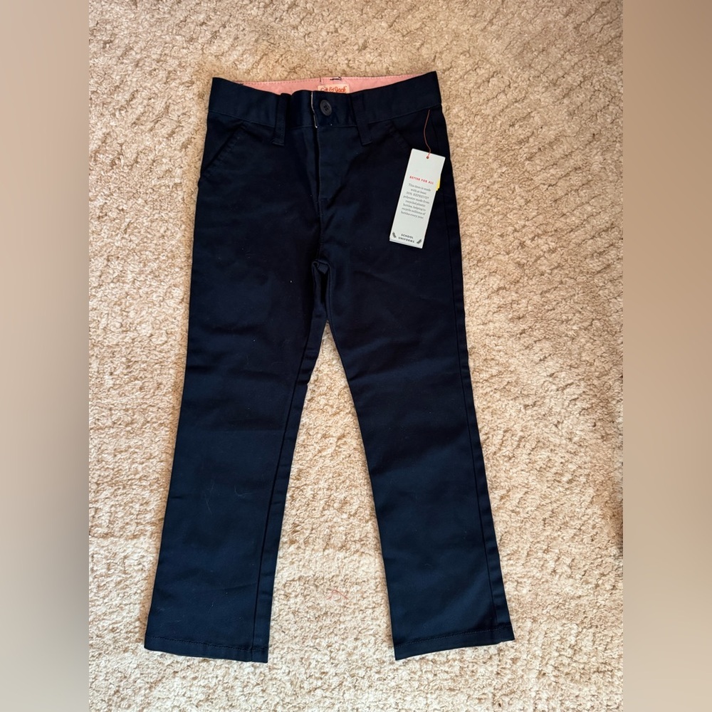 Cat & Jack girls navy adjustable waist uniform pants size 5 NWT